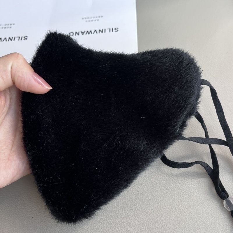 Зимна топла маска за лице с изкуствен зайчи пух, ветроустойчива, за каране на колело и за ски, унисекс, полиестер