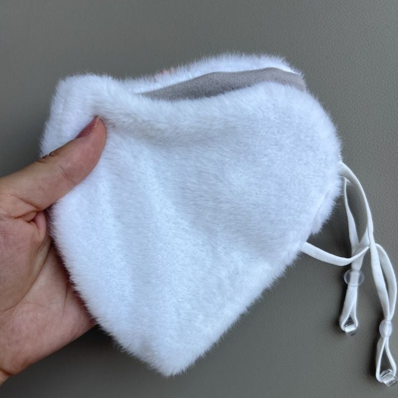 Зимна топла маска за лице с изкуствен зайчи пух, ветроустойчива, за каране на колело и за ски, унисекс, полиестер