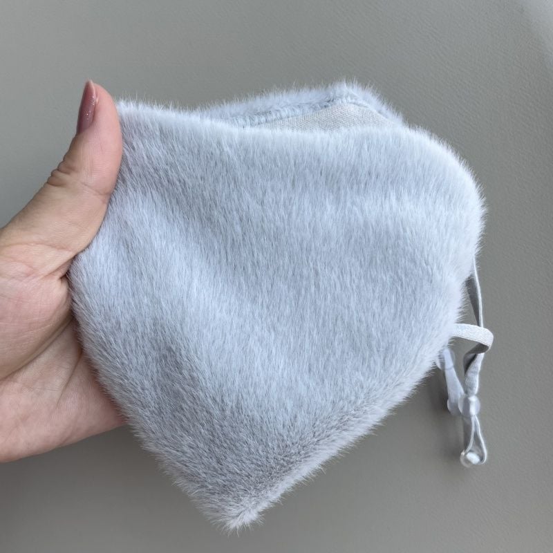 Зимна топла маска за лице с изкуствен зайчи пух, ветроустойчива, за каране на колело и за ски, унисекс, полиестер