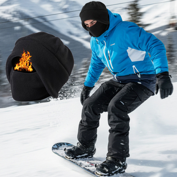 Fleece-ből készült kerékpáros maszk, szélálló és hidegálló, integrált maszkos sapka fülvédővel, uniszex