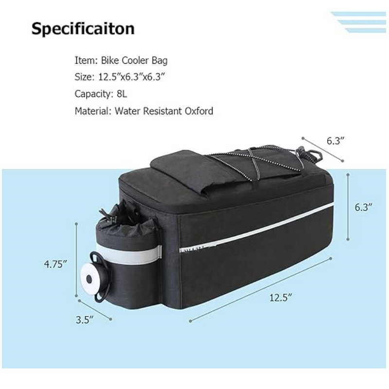 Задна чанта за планински велосипед, модел Ys-387, полиестер, 8 л капацитет, с подплата