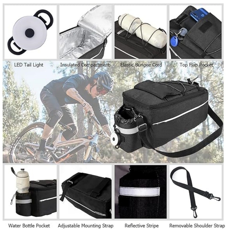 Задна чанта за планински велосипед, модел Ys-387, полиестер, 8 л капацитет, с подплата