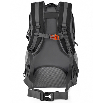 Pārgājienu mugursoma, universāla, no poliestera, ūdensizturīga un ultraviegla, ar izliektām plecu siksnām un neilona odere