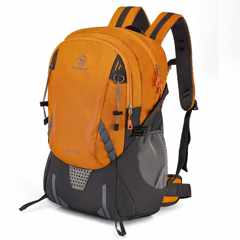 Pārgājienu mugursoma, universāla, no poliestera, ūdensizturīga un ultraviegla, ar izliektām plecu siksnām un neilona odere