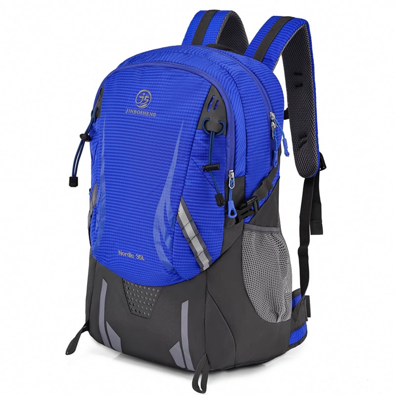 Pārgājienu mugursoma, universāla, no poliestera, ūdensizturīga un ultraviegla, ar izliektām plecu siksnām un neilona odere