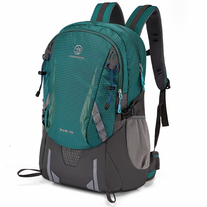 Pārgājienu mugursoma, universāla, no poliestera, ūdensizturīga un ultraviegla, ar izliektām plecu siksnām un neilona odere