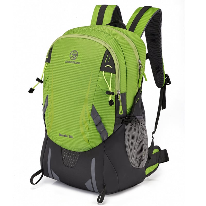 Pārgājienu mugursoma, universāla, no poliestera, ūdensizturīga un ultraviegla, ar izliektām plecu siksnām un neilona odere