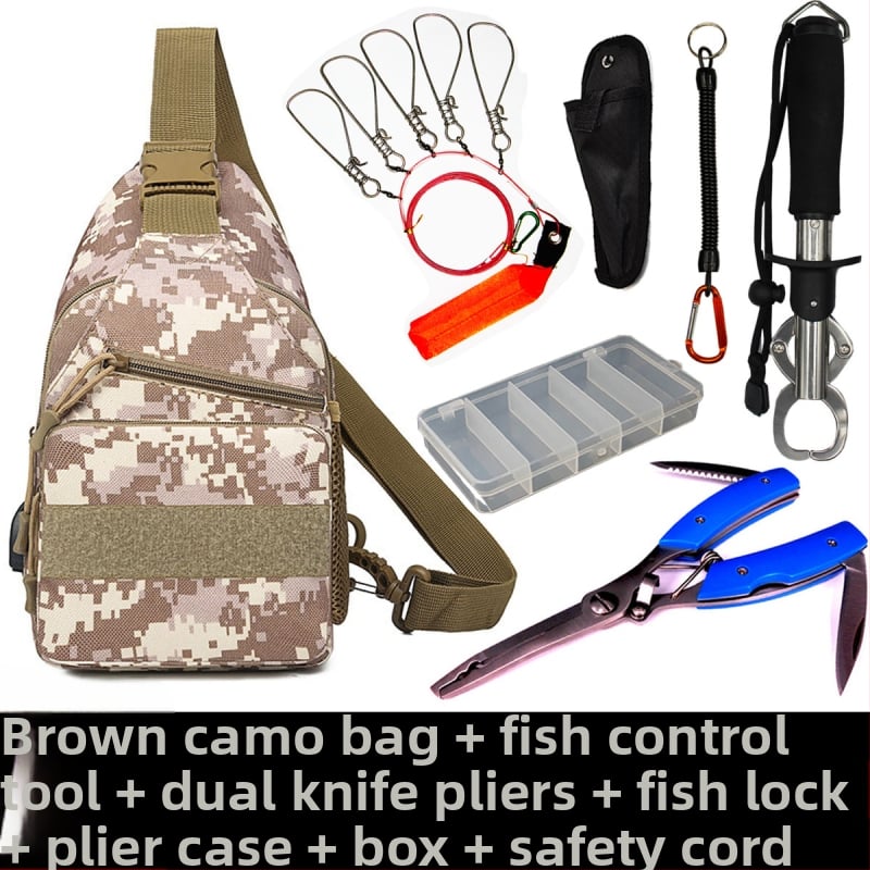 Geantă multifuncțională pentru năluci, purtare crossbody/umeri/talie, rucsac de pescuit cu buzunar pentru clește (Brand: Other; Origin: China; Material: Other)