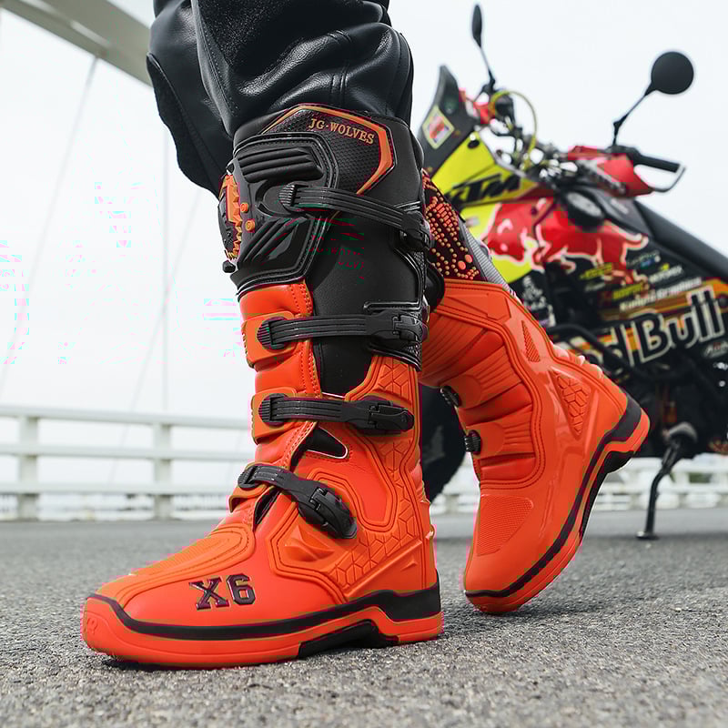 Off-Road rallija velosipēdu kurpes, augstās motociklu zābaki, vīriešiem un sievietēm — ūdensnecaurlaidīgas, pretslīdēšanas, izturīgas pret nolietojumu, triecienu absorbcija, triecienizturība