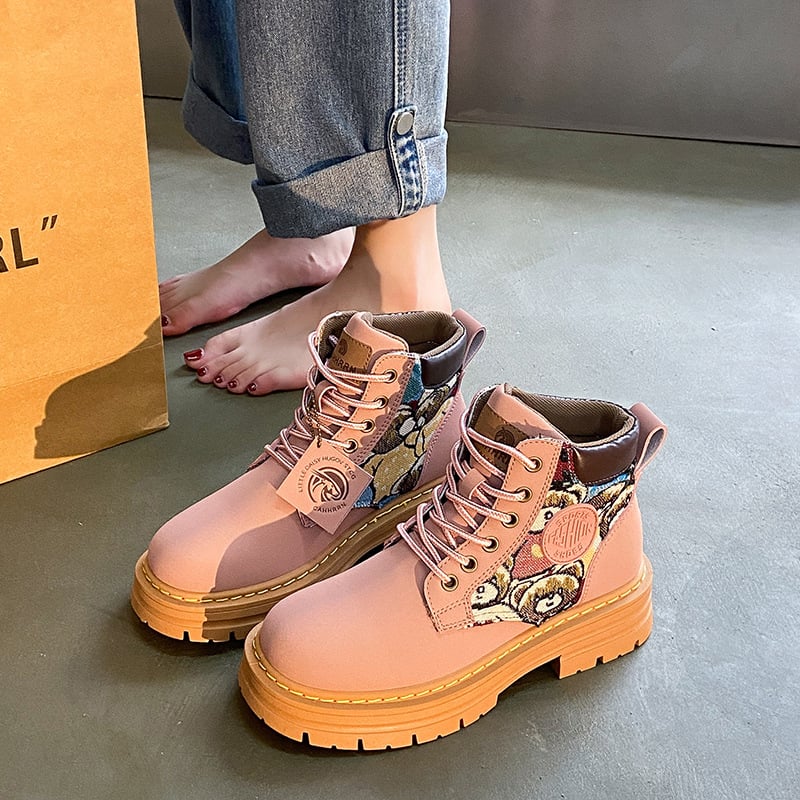 Μάρτιν μποτάκια για άνδρες με σόλα από καουτσούκ, ψηλό άνω μέρος, στρογγυλή μύτη και επένδυση από ύφασμα