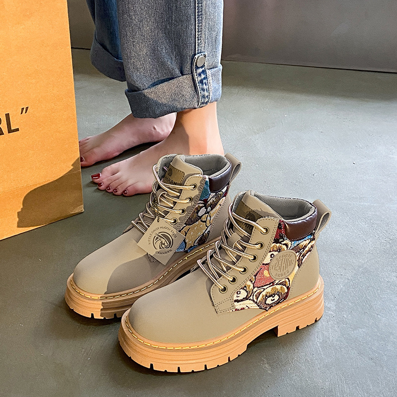 Μάρτιν μποτάκια για άνδρες με σόλα από καουτσούκ, ψηλό άνω μέρος, στρογγυλή μύτη και επένδυση από ύφασμα