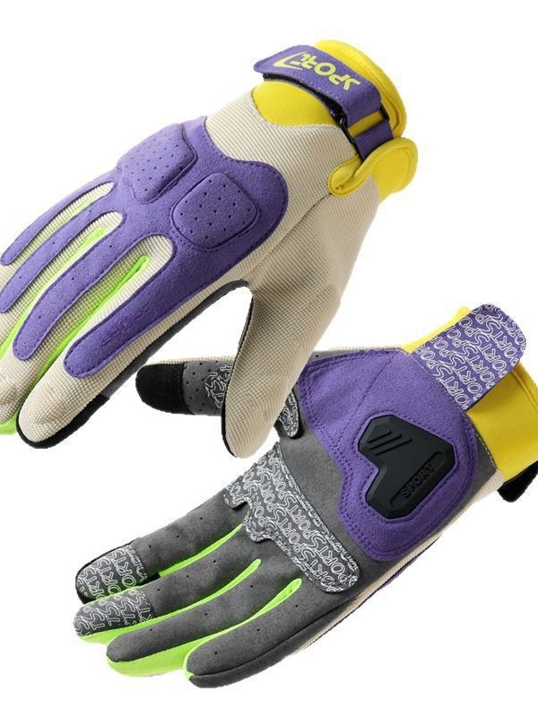 Mănuși de motocicletă – cu degete întregi, poliester, unisex adult, brand Slender neck, groase, anti-zgâriere și rezistente, design Macaron, stil retro