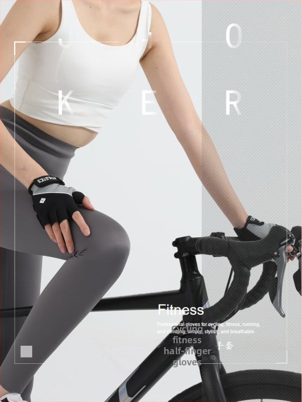 Mănuși de ciclism unisex - cu deget jumătate, respirante, antiderapante, absorbție a șocurilor - Fibre de poliester