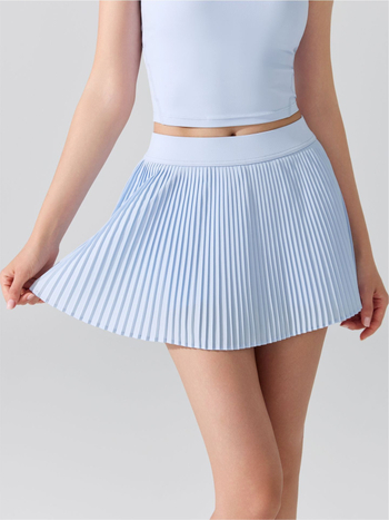 Sievietes sporta plisētā svārka ar augstu jostu un iebūvētiem necaurspīdīgiem šortiņiem, poliesters, antibakteriāla odere 5A