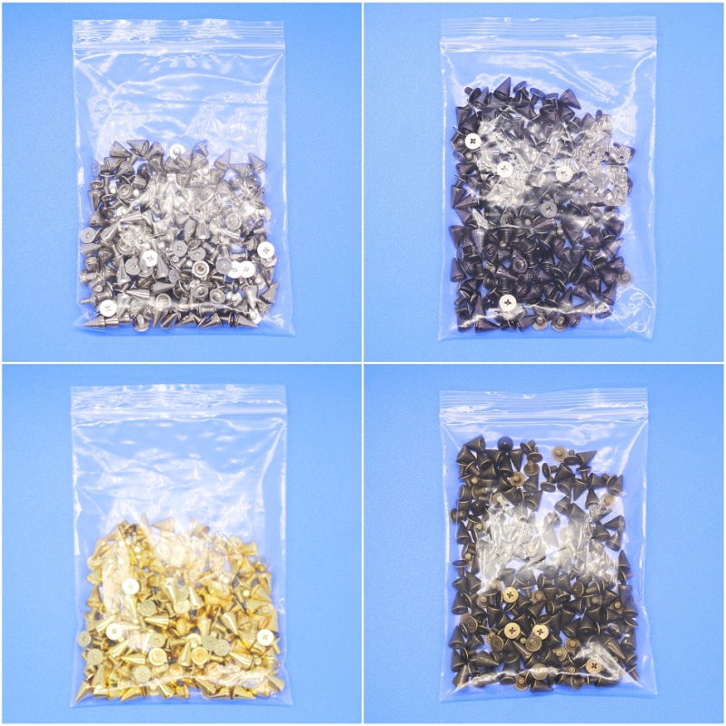 Rivet cu vârf, cap conic de tip glonț, bază filetată din aliaj, pentru paltoane, pantofi, pălării, curele și genți