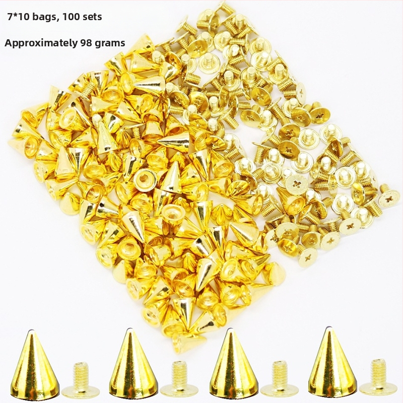 Spikės vinies su konuso formos galva, lydinio sriegio baze, skirta paltoms, batams, skrybėlėms ir maišams