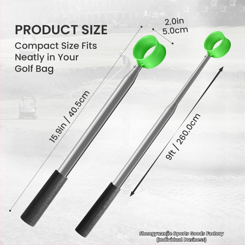 Τηλεσκοπικός συλλέκτης μπάλας από ανοξείδωτο ατσάλι, χειροκίνητος συλλέκτης μπάλας γκολφ, 10–13 τμήματα
