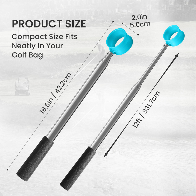 Τηλεσκοπικός συλλέκτης μπάλας από ανοξείδωτο ατσάλι, χειροκίνητος συλλέκτης μπάλας γκολφ, 10–13 τμήματα