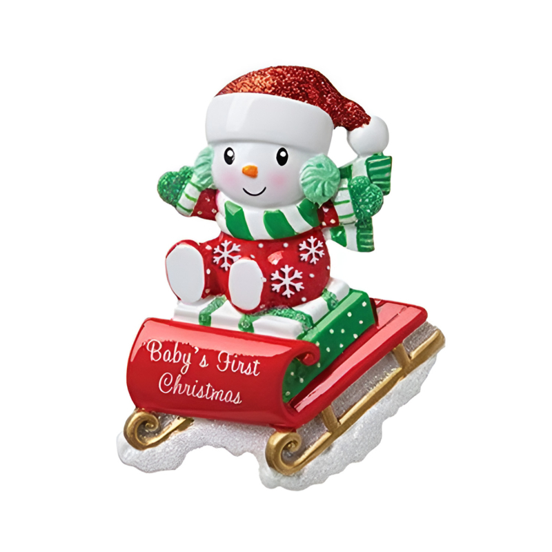 Коледна украса от смола със снежни животни и ски автомобилче — A599, лято 2024 г., уникален висок клас модел
