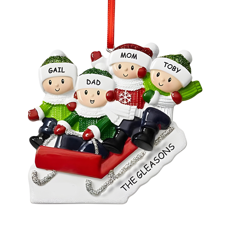 Коледна украса от смола със снежни животни и ски автомобилче — A599, лято 2024 г., уникален висок клас модел