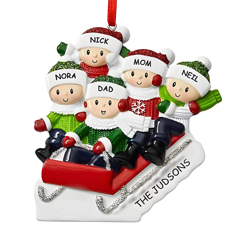 Коледна украса от смола със снежни животни и ски автомобилче — A599, лято 2024 г., уникален висок клас модел