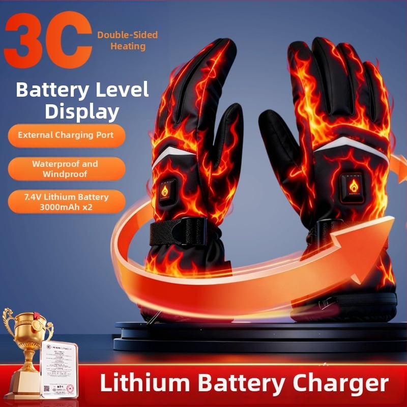 Mănuși încălzite, reîncărcabile pentru ciclism, unisex adulți, cu material acoperit, mansetă lungă