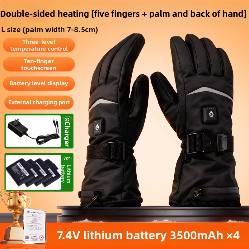 Mănuși încălzite, reîncărcabile pentru ciclism, unisex adulți, cu material acoperit, mansetă lungă