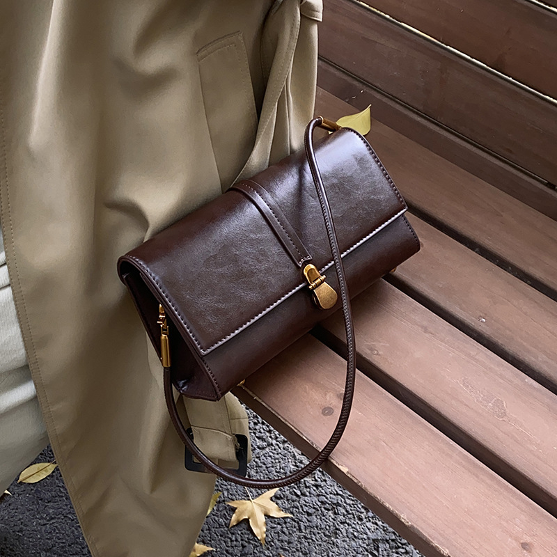 Crossbody torba od PU kože, horizontalni kvadrati oblik, džep s zip zatvaračem, poliesterska podstava, jedna naramenica, za svakodnevnu upotrebu