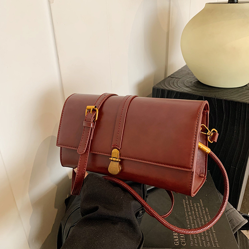 Crossbody torba od PU kože, horizontalni kvadrati oblik, džep s zip zatvaračem, poliesterska podstava, jedna naramenica, za svakodnevnu upotrebu