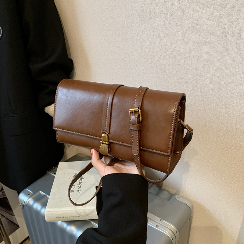 Crossbody torba od PU kože, horizontalni kvadrati oblik, džep s zip zatvaračem, poliesterska podstava, jedna naramenica, za svakodnevnu upotrebu