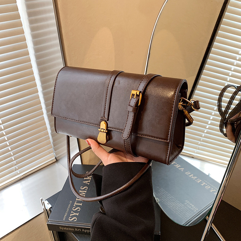 Crossbody torba od PU kože, horizontalni kvadrati oblik, džep s zip zatvaračem, poliesterska podstava, jedna naramenica, za svakodnevnu upotrebu