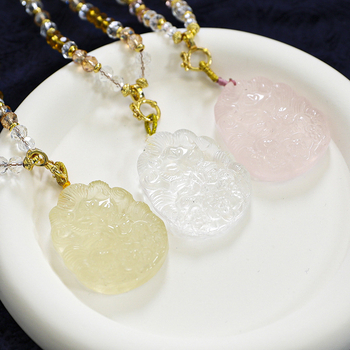 Колие с кристал розов кварц, оригинален дизайн, индивидуално опаковано, пролет 2025