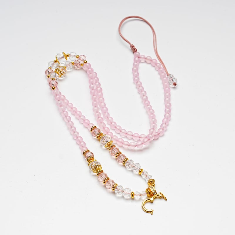 Колие с кристал розов кварц, оригинален дизайн, индивидуално опаковано, пролет 2025