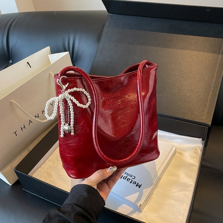 Geantă de damă cu capacitate mare, PU, design patchwork pentru subraț/totă bucket, formă orizontal pătrată, închidere magnetică.