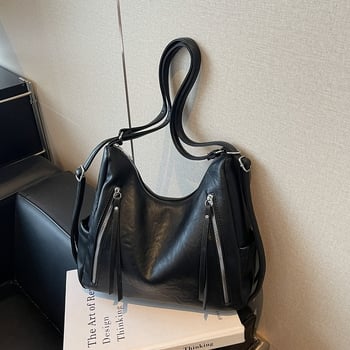 Geantă Tote din PU, stil urban, formă verticală pătrată, fermoar și buzunar intern