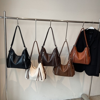 Geantă Tote din PU, stil urban, formă verticală pătrată, fermoar și buzunar intern