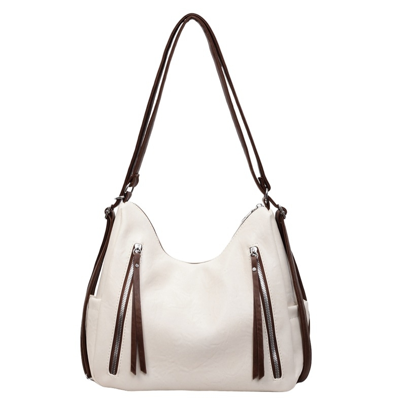 Geantă Tote din PU, stil urban, formă verticală pătrată, fermoar și buzunar intern