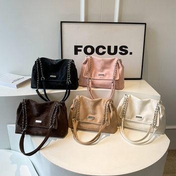 Geantă Tote din PU, stil urban minimalist, formă vertical pătrată, închidere cu fermoar, buzunar intern cu fermoar și buzunar pentru telefon