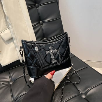 Geantă bucket din PU, închidere cu fermoar, buzunar interior, curea de umăr, pentru uz zilnic