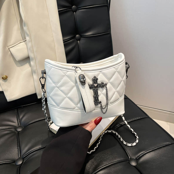 Geantă bucket din PU, închidere cu fermoar, buzunar interior, curea de umăr, pentru uz zilnic