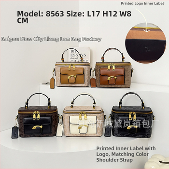 Moteriška pečių rankinė street fashion stiliumi iš PU odos, horizontalus kvadratinio formos, užtrauktukas, laminuotas vidinis skyrius