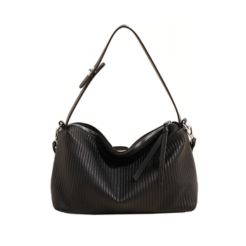 Miesto minimalistinė PU pečių rankinė, vidutinio dydžio, horizontalaus kvadrato formos, užsegama užtrauktuku, vidinės kišenės: užtraukties kišenė, telefono kišenė, ID kišenė