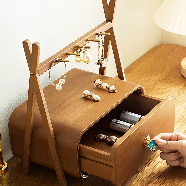 Ékszerdoboz forgó tükrövel – porálló, asztali tároló, 3 rétegű, anyag: papír