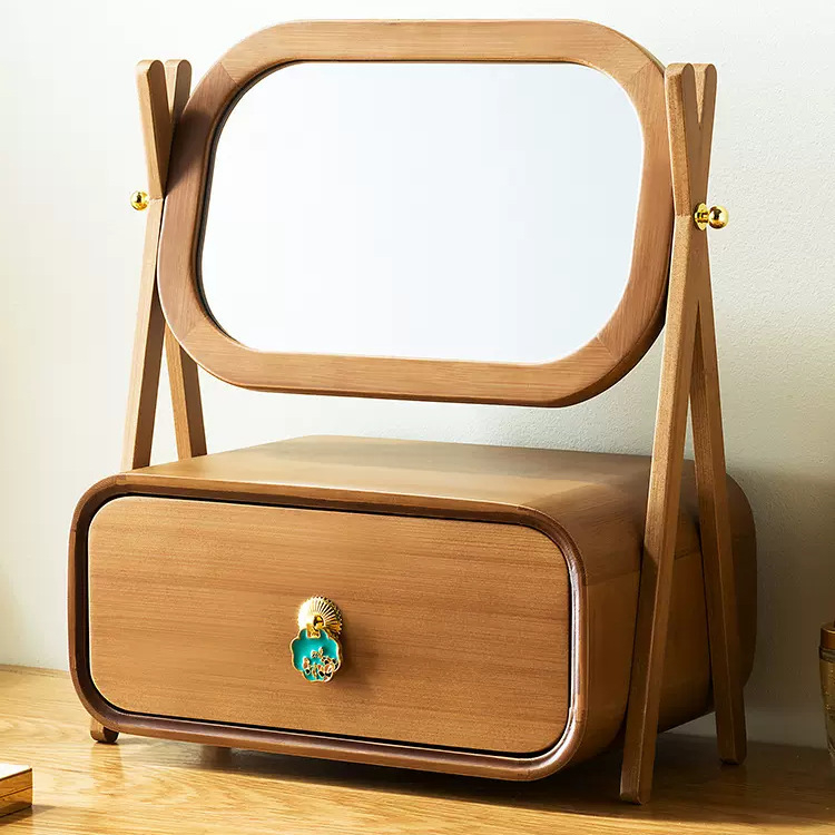 Ékszerdoboz forgó tükrövel – porálló, asztali tároló, 3 rétegű, anyag: papír