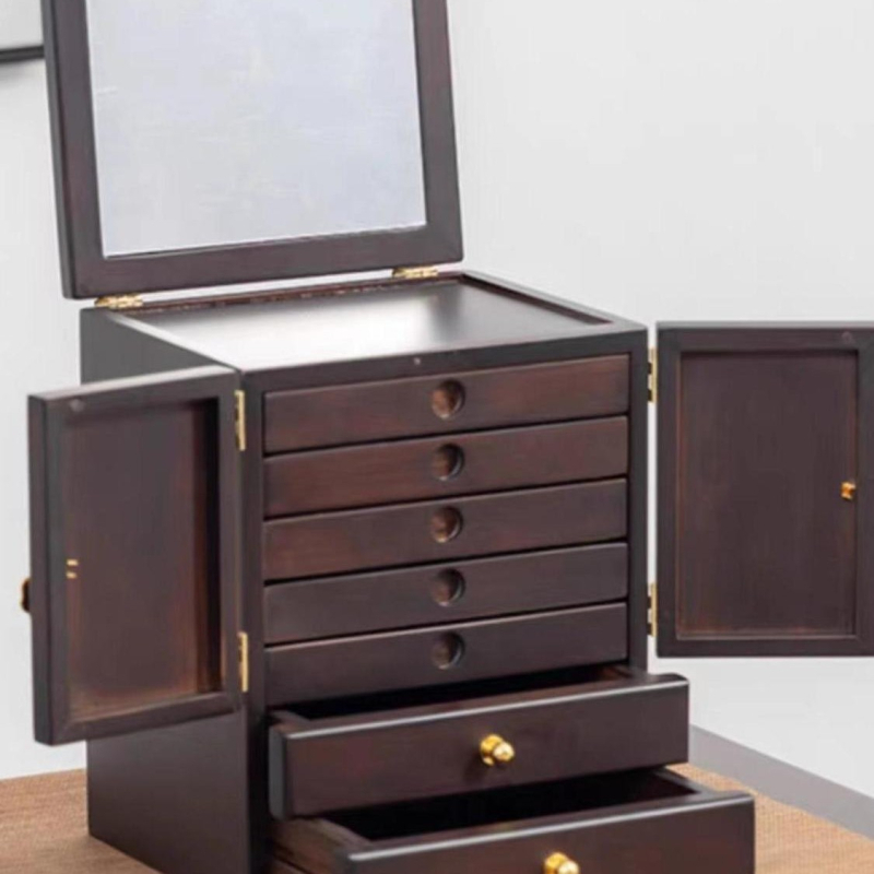 Ékszerdoboz forgó tükrövel – porálló, asztali tároló, 3 rétegű, anyag: papír