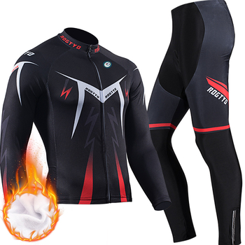 Set za vožnju biciklom s dugačkim rukavima - jesen/zima, unisex, fleece tkanina, topao, za cestovni i planinski biciklizam