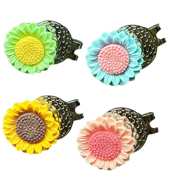 Κλιπ καπέλου γκολφ – μαγνητικός μαρκαδόρος μπάλας σε σχήμα ηλίανθου, κράμα ψευδαργύρου + ρητίνη, εξοπλισμός γκολφ