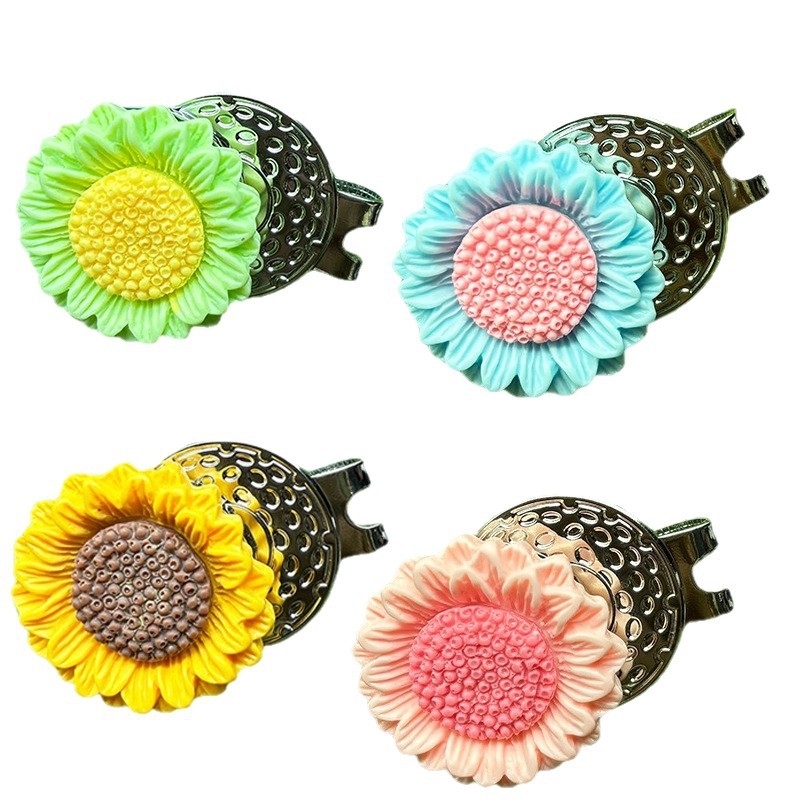 Κλιπ καπέλου γκολφ – μαγνητικός μαρκαδόρος μπάλας σε σχήμα ηλίανθου, κράμα ψευδαργύρου + ρητίνη, εξοπλισμός γκολφ