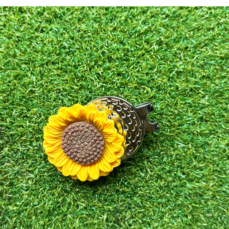 Κλιπ καπέλου γκολφ – μαγνητικός μαρκαδόρος μπάλας σε σχήμα ηλίανθου, κράμα ψευδαργύρου + ρητίνη, εξοπλισμός γκολφ