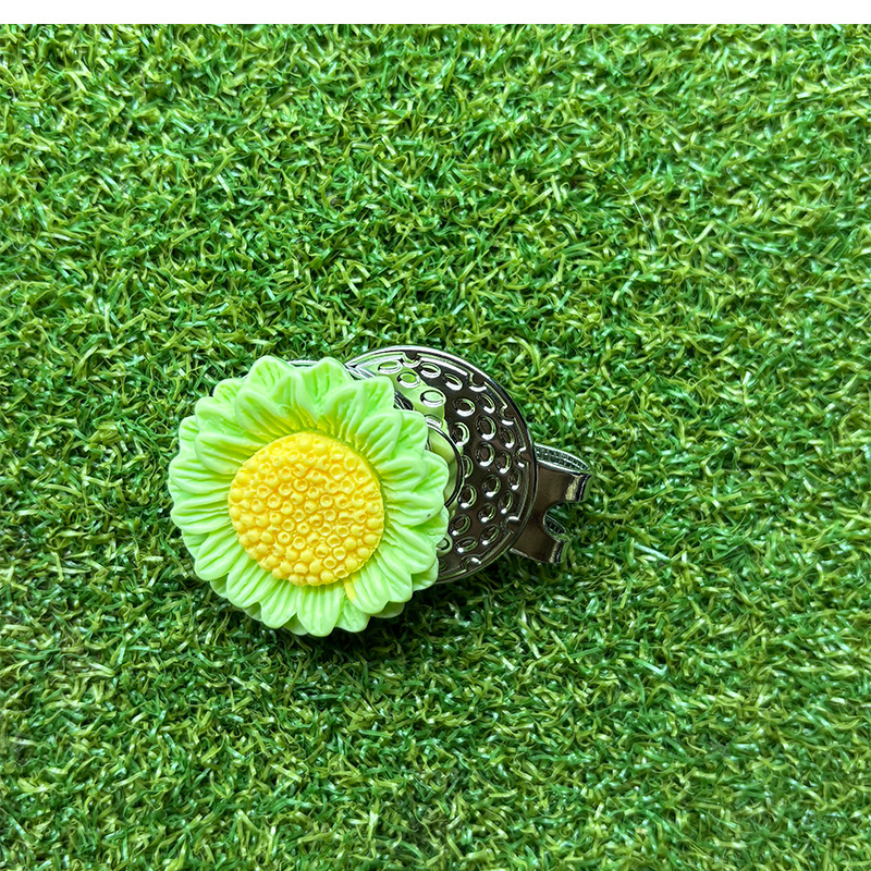 Κλιπ καπέλου γκολφ – μαγνητικός μαρκαδόρος μπάλας σε σχήμα ηλίανθου, κράμα ψευδαργύρου + ρητίνη, εξοπλισμός γκολφ